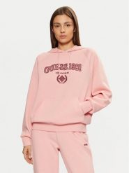 Guess Bluza V5RQ02 KCLD1 Różowy Regular Fit. Czerwone bluzy damskie Guess, s, z aplikacjami, z bawełny, bez kaptura. Za 219.99 zł.