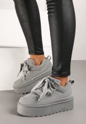 Szare Sneakersy Vices Stylizowane na Śniegowce na Platformie Obszyte Futerkiem Naleris. Szare śniegowce i trapery damskie Renee, z futra. Za 84.99 zł.