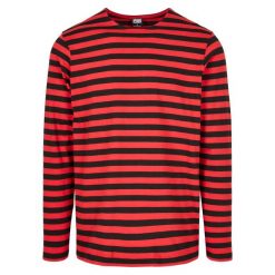 T-shirt Męski W Paski Standardowy Z Długim Rękawem. Brązowe koszulki sportowe męskie Urban Classics, m, bez wzorów, klasyczne, bez kołnierzyka. Za 84.99 zł.