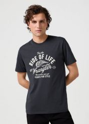 MESKA KOSZULKA WRANGLER AMERICANA TEE FADED BLACK 112362790. Czarne t-shirty męskie Wrangler, xl, bez wzorów, bez kołnierzyka. Za 79.99 zł.