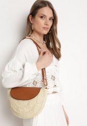 Jasnobeżowa Torebka Boho z Plecionki z Klapką i Paskiem z Imitacji Skóry Varya. Brązowe torebki do ręki damskie Born2be, bez wzorów, z jeansu, boho, bez dodatków. Za 99.99 zł.