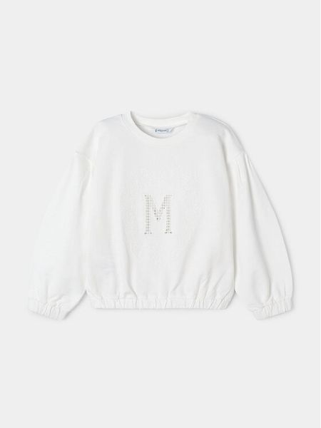 Mayoral Bluza 3468 Écru Regular Fit. Bluzy dla dziewczynek Mayoral, bez wzorów, z bawełny, bez ramiączek, bez kaptura. Za 79.99 zł.