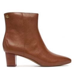 Botki LAUREN RALPH LAUREN. Brązowe botki damskie Lauren Ralph Lauren, bez obcasa, na słupku, bez zapięcia. Za 769.99 zł.