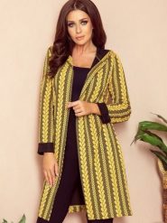 Sweter Kardigan Model 218-2 Warkocz Honey - Numoco. Pomarańczowe kardigany damskie NUMOCO, l, bez wzorów, z wiskozy, bez kołnierzyka, plus size, bez ramiączek, długie, z kapturem. Za 245.08 zł.
