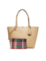 LAUREN RALPH LAUREN Torebka 431795329071 Beżowy. Brązowe torebki do ręki damskie Lauren Ralph Lauren, bez wzorów, ze skóry, bez dodatków. Za 649.99 zł.