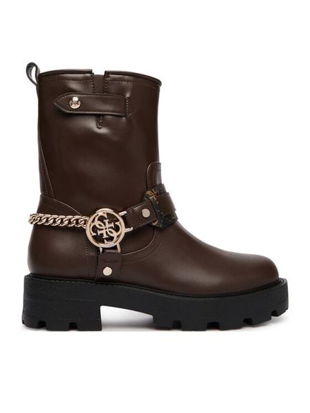 Guess Botki FLFYAZ ELE10 Brązowy. Brązowe botki damskie Guess, bez obcasa, na płaskiej podeszwie, bez zapięcia. Za 674.99 zł.