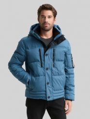 Męska Kurtka Tom Tailor Puffer Jacket With Hood Real Teal Blue 1046971 38224. Niebieskie kurtki męskie Tom Tailor, m, bez wzorów, z materiału, bez kaptura. Za 329.99 zł.