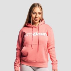 Bluza damska fitness z kapturem różowa Athlete. Czerwone bluzy damskie GYMBEAM, xs, bez wzorów, z bawełny, z kapturem, na fitness i siłownię. Za 85.90 zł.