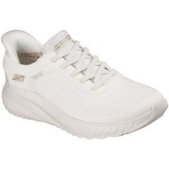 Buty sportowe damskie Skechers Bobs Squad Chaos C. Białe obuwie sportowe damskie Skechers, bez wzorów, z materiału, trekkingowe, Skechers Sport. Za 396.00 zł.