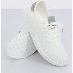 Białe Buty sportowe biało-szare NB281 Grey. Białe obuwie sportowe damskie ButyModne, bez wzorów, z materiału. Za 85.38 zł.