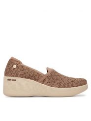 Skechers Półbuty Martha Stewart: Pier-Lite - My Reflection 188019/MOC Brązowy. Brązowe półbuty damskie Skechers, bez wzorów, z materiału, bez obcasa, na koturnie, bez zapięcia. Za 339.99 zł.