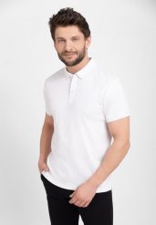 Koszulka polo O-VOLVI. Białe koszulki polo męskie Volcano, l, bez wzorów, z bawełny, eleganckie, bez ramiączek. Za 109.99 zł.