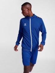 Kurtka dresowa z kapturem na zamek Hummel Authentic. Niebieskie kurtki męskie Hummel, xl, bez wzorów, z dresówki, do piłki nożnej. Za 192.45 zł.