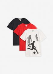 T-shirt z czystej bawełny organicznej (3 szt.). Czerwone koszule dla chłopców bonprix, bez wzorów, z bawełny, bez kołnierzyka, bez ramiączek. Za 84.99 zł.