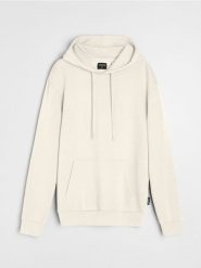 Bluza hoodie basic - kremowy. Białe bluzy męskie Sinsay, l, bez wzorów, bez kaptura. Za 39.99 zł.