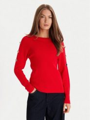 Morgan Sweter 252-MTECNA Czerwony Regular Fit. Czerwone swetry damskie Morgan, l, bez wzorów, z syntetyku, bez kołnierzyka, bez ramiączek, bez kaptura. Za 269.99 zł.