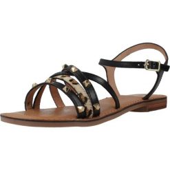 Sandały GEOX D MADDALUSIAC Czarny. Czarne sandały damskie Geox, bez wzorów, ze skóry, bez obcasa, bez zapięcia. Za 296.99 zł.