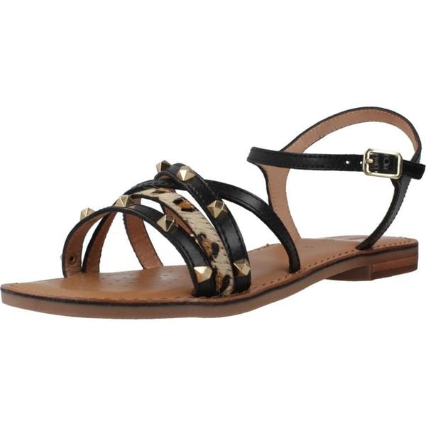 Sandały GEOX D MADDALUSIAC Czarny. Czarne sandały damskie Geox, bez wzorów, ze skóry, bez obcasa, bez zapięcia. Za 297.99 zł.