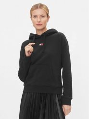 Tommy Jeans Bluza Badge DW0DW17326 Czarny Boxy Fit. Czarne bluzy damskie Tommy Jeans, m, bez wzorów, z bawełny, bez kaptura. Za 329.99 zł.