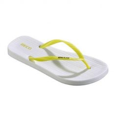 Beco Sunshine klapki damskie biało-żółte. Żółte klapki damskie 47 Brand, bez wzorów, bez obcasa. Za 198.99 zł.