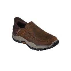 Buty sportowe Sneakersy męskie, Skechers Respected - Elgin Slip-ins. Brązowe buty sportowe męskie Skechers, bez zapięcia, trekkingowe. Za 399.99 zł.