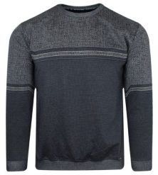 Bluza z Okrągłym Dekoltem, Granatowo-Szara bez Kaptura, Męska -BAGARDA. Niebieskie bluzy męskie Bagarda, m, bez wzorów, z bawełny, bez kaptura. Za 155.00 zł.