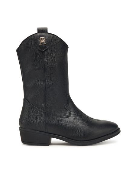 Tommy Hilfiger Kowbojki T3A6-34040-0036999 Czarny. Czarne botki dziewczęce Tommy Hilfiger, ze skóry, bez zapięcia. Za 349.99 zł.