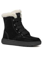Geox Kozaki J Theleven Girl Wpf J46HYC 00022 C9999 D Czarny. Czarne buty zimowe dziewczęce Geox, bez wzorów, z materiału, bez zapięcia. Za 349.99 zł.
