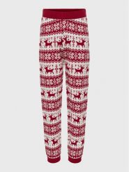 Kids ONLY Spodnie dzianinowe Xmas 15273656 Czerwony Regular Fit. Czerwone spodnie materiałowe dla dziewczynek Kids Only, bez wzorów, z dzianiny. Za 59.99 zł.