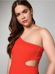 Sukienka mini z wycięciem - pomarańczowy. Brązowe sukienki damskie Sinsay, l, bez wzorów, z bawełny, bez kołnierzyka, bez ramiączek, mini. Za 39.99 zł.