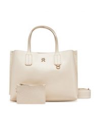 Tommy Hilfiger Torebka Th Distinct Mini Tote AW0AW17192 Beżowy. Brązowe torebki do ręki damskie Tommy Hilfiger, bez wzorów, ze skóry, bez dodatków. Za 419.99 zł.