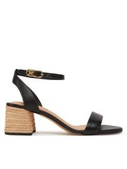 Tommy Hilfiger Espadryle Leather Ankle Strap Espad Sandal FW0FW08533 Czarny. Czarne sandały damskie Tommy Hilfiger, bez wzorów, ze skóry, bez obcasa, bez zapięcia. Za 279.99 zł.