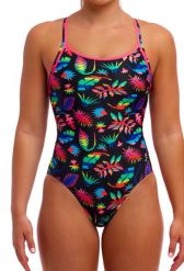 Strój kąpielowy jednoczęściowy FUNKITA Lost Leaf - Diamond Back. Brązowe kostiumy jednoczęściowe damskie FUNKITA, s, bez wzorów, z elastanu, sportowe, do pływania. Za 169.99 zł.