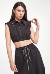 Koszula damska TWINSET ACTITUDE. Koszule damskie Twinset Milano, m, bez wzorów, bez kołnierzyka, bez ramiączek. W wyprzedaży za 381.23 zł.