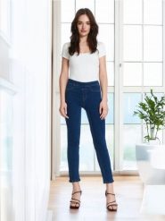 Jegginsy - granatowy. Niebieskie legginsy damskie Sinsay, l, bez wzorów, z bawełny. Za 27.99 zł.