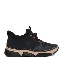 Sneakersy Rieker. Niebieskie półbuty damskie Rieker, bez wzorów, bez obcasa, na płaskiej podeszwie, bez zapięcia. Za 399.99 zł.