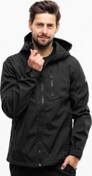 Kurtka męska 4f Kurtka przejściowa softshell z kapturem męska 4F M224 czarna 4FWSS24TSOFM224 20S S. Czarne kurtki męskie 4f, m, bez wzorów, z softshellu, z kapturem. Za 271.78 zł.