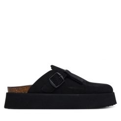 Klapki D.Franklin. Czarne klapki damskie D.Franklin, bez wzorów, bez obcasa. Za 569.99 zł.