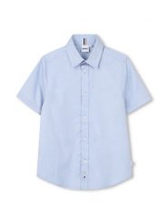 BOSS Koszula J53160 D Błękitny Regular Fit. Niebieskie koszule dla chłopców Boss, bez wzorów, z bawełny, bez kołnierzyka, bez ramiączek. Za 333.99 zł.