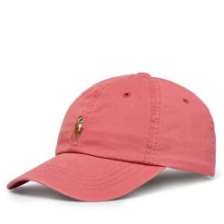 Czapka z daszkiem Polo Ralph Lauren. Czerwone czapki i kapelusze damskie Polo Ralph Lauren, bez wzorów. Za 359.99 zł.