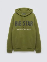 Bluza męska z kapturem z logo BIG STAR zielona Ashlyno 301. Zielone bluzy męskie Big Star, l, bez wzorów, z dzianiny, z kapturem. Za 249.99 zł.