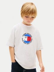 Tommy Hilfiger T-Shirt Smiley Flag KB0KB10269 Szary Regular Fit. Szare t-shirty dla chłopców Tommy Hilfiger, bez wzorów, z bawełny, bez ramiączek. Za 129.99 zł.