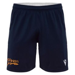 Szorty treningowe Sale Sharks 2024/25. Białe krótkie spodenki sportowe męskie Macron, l, bez wzorów, z materiału, na fitness i siłownię. Za 198.50 zł.