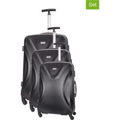 Zestaw walizek w kolorze czarnym - 3 szt. Walizki męskie Platinium, z materiału. W wyprzedaży za 689.95 zł.