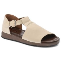 Sandały damskie Artiker, cholewka ze skóry naturalnej licowej pasek wokół kostki z regulacją na klamrę, beżowe, 58C0545. Brązowe klapki damskie Artiker, bez wzorów, ze skóry, eleganckie, bez obcasa. Za 219.00 zł.
