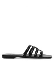 Badura Klapki JEAN-113775 Czarny. Czarne klapki damskie Badura, bez wzorów, ze skóry, bez obcasa. Za 139.99 zł.