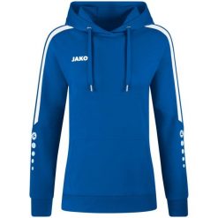 Bluza z kapturem dla kobiet Jako Power. Niebieskie bluzy damskie Jako, na zimę, bez wzorów, z bawełny, bez kołnierzyka, bez ramiączek, z kapturem. Za 369.00 zł.