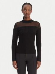 Guess Sweter W6RR70 Z2YK2 Czarny Regular Fit. Czarne swetry damskie Guess, m, z aplikacjami, z wiskozy, bez kołnierzyka, bez ramiączek, bez kaptura. Za 439.99 zł.