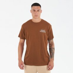 Koszulka męska z bawełny PEACEFUL brązowa. Brązowe buty sportowe męskie Legea, z bawełny, bez zapięcia, na fitness i siłownię. W wyprzedaży za 52.00 zł.