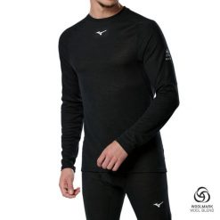 Koszulka Mizuno Merino. Czarne koszulki sportowe męskie Mizuno, s, bez wzorów, z materiału, bez kołnierzyka, bez ramiączek, do biegania. Za 404.50 zł.